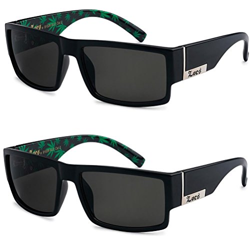 Locs 2 Pack Sunglasses Black Gangster Sunglasses (2 Pot green)