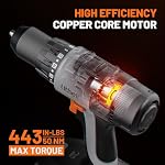 Litheli Perceuse Visseuse Sans Fil 20V, Perceuse Électrique avec 2 Réglages de Vitesse Variables, Mandrin Sans Clé 1/2 Pouce, 21+1 Réglages d'Embrayage avec Couple Maximum de 443 in-lbs