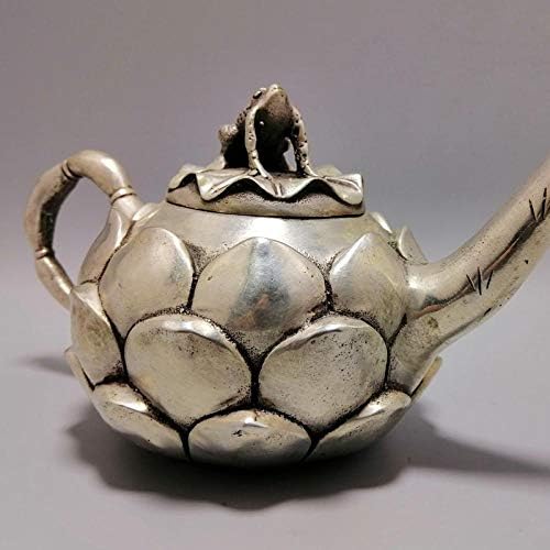 iron teapots for herbsAntiques Miscellaneous White Copper Silver-plated Long Mouth Lotus Flagon Teapot Bronze Ornaments