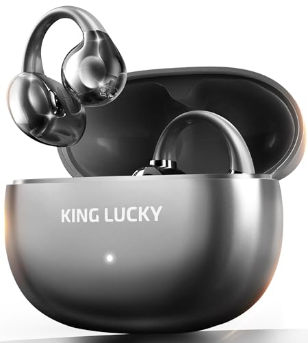 Image of King Lucky Open Ear Earbuds Clip-On Bluetooth 6.0 Wireless Headphones with Mic, 50H Playtime, ENC Clear Calls, IPX5 Waterproof, Comfortable for Small Ears Sports Gaming (Black, Standard)