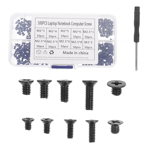 Operitacx Tornillos Para Computadora Acero Carbono Negro Tornillos Con Cabeza Plana y Diseño Avellanado Destornillador Caja Organizadora Resistente La Oxidación Para Montaje y Reparación De