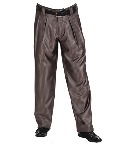 Pantalon plissé élégant homme beige foncé rayures fines vintage