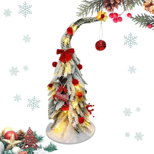 Árbol de Navidad sin cables molestos: centro de mesa torcido de 35 cm con LED 2