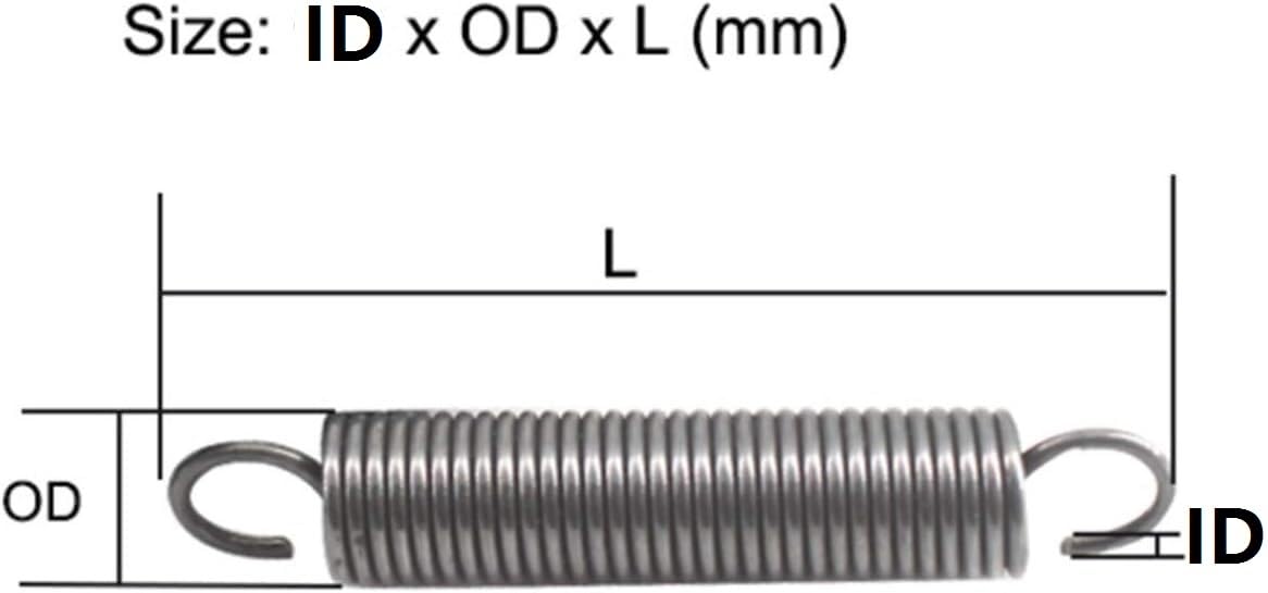 Generico Molle di Estensione con estremità a Gancio - 2 Molle di Tensione in Acciaio con Doppi Ganci per Varie Applicazioni (Argento 2,5x16x70mm)
