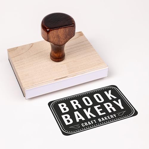 Personalized Rubber Hand Stamp, Wood Handle with Custom Logo | Multiple Size Options Available |...