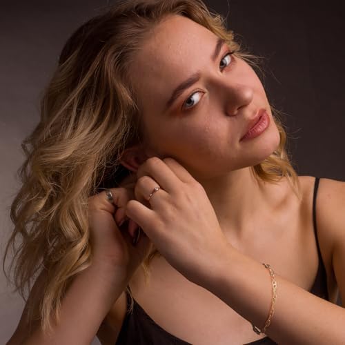 14K Gold Bracelets for Women Fine Gold Mariner Chain Bracelet for Women & Mens Bracelet Layering Womens Bracelets Jewelry Presents for Her Him (6.5'' 7'' 7.5'' 8'' 9'')4