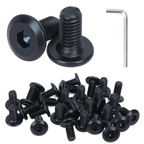 HO2NLE 30 Stück Flachkopfschrauben Innensechskant Schrauben Vollgewinde Q235 Kohlenstoffstahl Schwarz Sechskantschraube mit Innensechskantschlussel (M6 x 16)