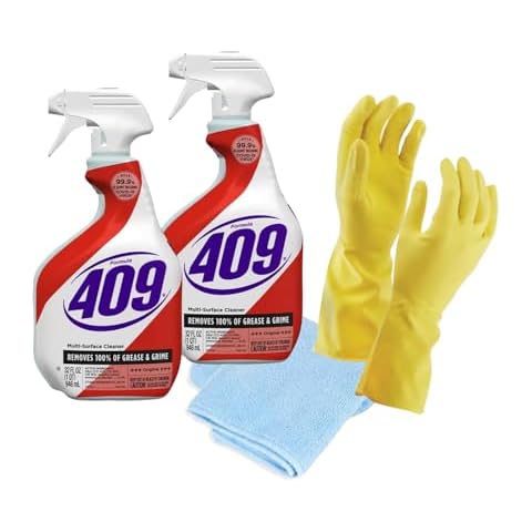 Aserson Multi Surface Cleaner Spray, Original Fresh Scent, All Purpose Cleaner, 32 Fl Oz, Pack of 2, Bundle with Latex Gloves and Cleaning Cloth Cover