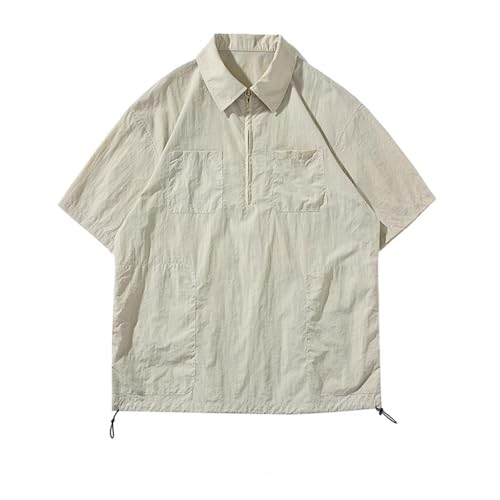 T-Shirt Homme Style Japonais aux Finitions Soignées avec Col Zippé Élégant