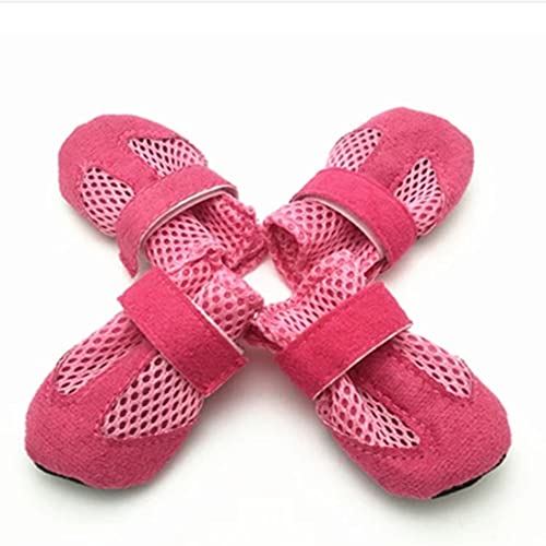 SMDARROY Dog Shoes Mesh Breathable Soft Sole Shoes for Dogs Bichon Teddy Pet Shoes Dog Boots (Pack of 8), 2 sets of pink shoes - Image 2