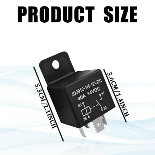 HHZL 4 Pin Relay 12V 40A JD2912-1H-12VDC Auto Relay for Cooling Radiator Fan Headlight Switches and Starters, 2PCS Spst Universal Multi Purpose Standard Car Relays for Car Truck Motorcycle Boat(4-Pin)