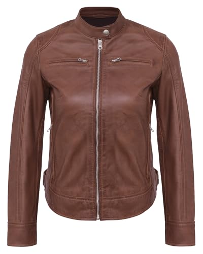 Womens Leather Jacket - Stylish Cafe Racer Real Lambskin Motorcycle Leather Jackets For Women3