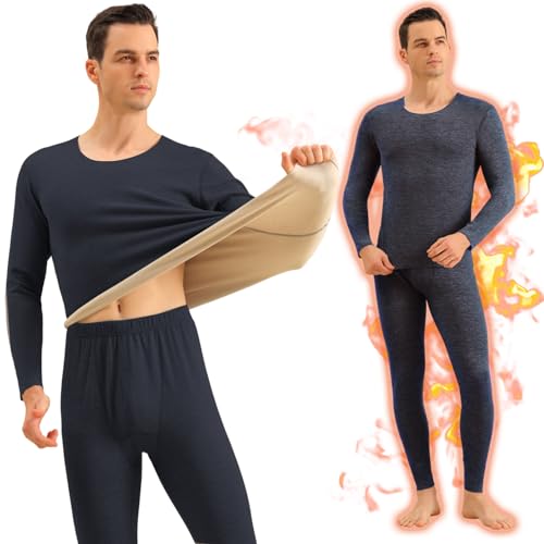 TYEGDAVD Conjunto De Ropa Interior Térmica De Hombre,Ropa Térmica De Hombre,Tops Y Pantalones,Súper Suave, Cálido,Forro Polar,para Otoño E Invierno (MX/US, Alfa, Grande,...