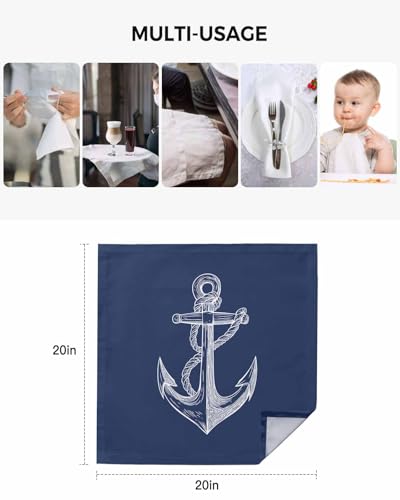 Servilletas de tela azules con ancla, set x4 miniatura 5