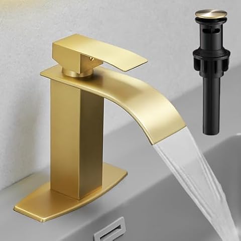 Hoimpro Brushed Gold Bathroom Faucet Cover