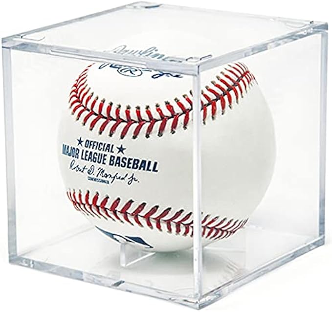 Baseball Display Case, UV Protected Acrylic Cube Baseball Holder Square Clear Box Memorabilia Display Storage Sports Official Baseball Autograph Display Case - Fits Official Size Ball(1 Pack