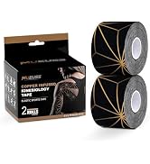 MUEUSS Copper Infused Kinesiology Tape, 40 Precut Strips (2 Rolls), Water Resistant Strips, Origi...