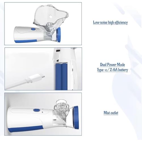 Image of Portable Ultrasonic Mesh Nebulizer, 3-in-1 Speed |USB & External Battery Operated| with Face Mask, for Asthma, Cough, Bronchitis