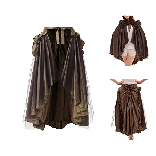 Jupe asymétrique gothique BLESSUME à volants style cape victorienne pour costume vintage