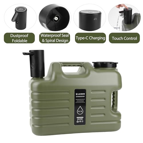 Lufstd 5 Gallon Water Jug Automatic Touch Control Pump, Portable Camping Water Containers, No Leakage Food Grade Camping Water Tank for Vehicle, Car, Outdoor Hiking, Picnic, Emergency, Green - Image 5