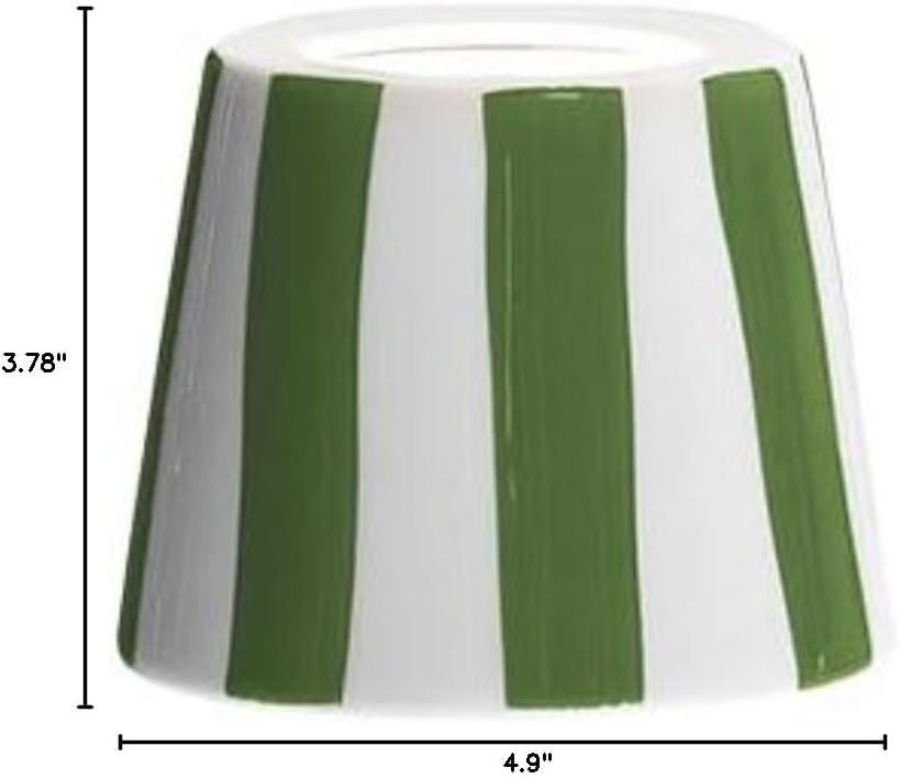 Zafferano Lido Shade for Poldina Pro and Poldina Pro Mini (Color: Green Stripes) Ceramic Shade, Handmade, Handpainted, Indoor/Outdoor Use