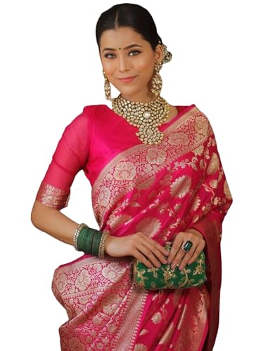 Image of Women's Kanjivaram Soft Silk Banarasi Saree With Blouse Piece | Banarasi Sari For Women | Saree with Blosepiece