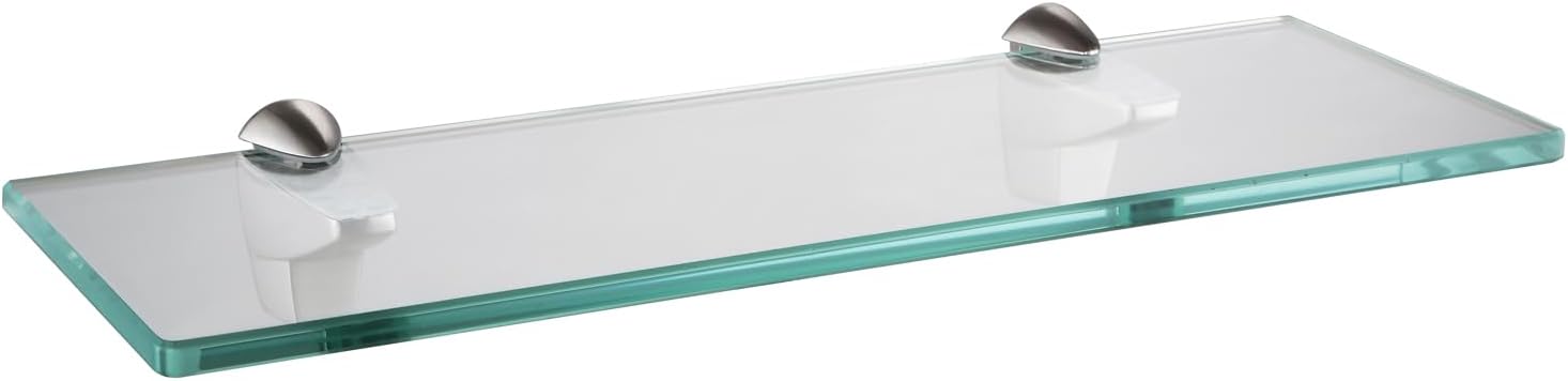 XVL 14-Inch Bathroom Glass Shelf, Brushed Nickel GS3004A-G