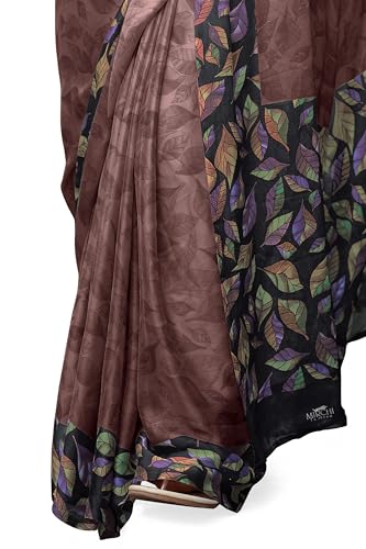 Image of MIRCHI FASHION Saree for Woman Chiffon Geometric and Leaf Printed | Lightweight Daily Regular Use Comfortable Women's Sari with Blouse Piece (Available in 15 Designs)