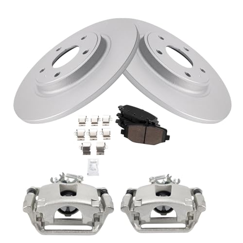 Image of TRQ Rear Brake Pad and Rotor Set Ceramic G Coated Rotors Calipers