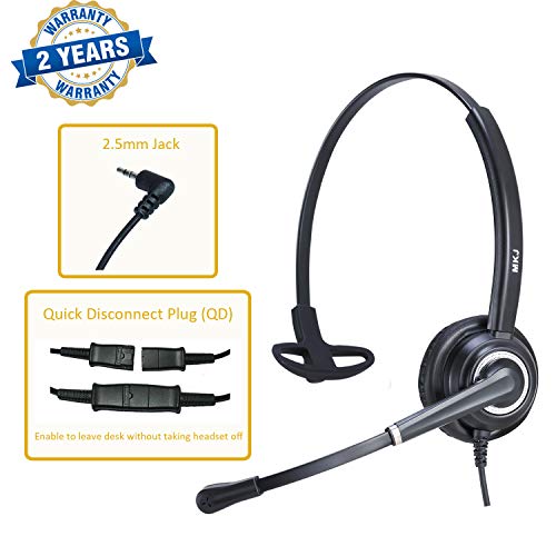 Corded 2.5mm Phone Headset with Noise Cancelling Microphone for Panasonic DECT 6.0 Phones