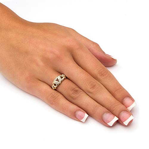 18K Yellow Gold over Sterling Silver Genuine Diamond Accent Interlocking Heart Promise Ring3
