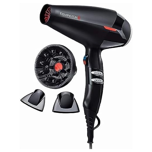 Remington Salon Collection hårfön, 14 olika inställningar: turbo/värme/kalluft/hastighet, 2 stylingmunstycken + diffuser, 160 km/h turboluftflöde, 3m sladd, AC9007