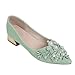 Women's Rhinestone Fashion Pointed Toe Pearl Diamond Low Heel Dress Wedding Work Business Dance Pumps 2Green Size 8.5