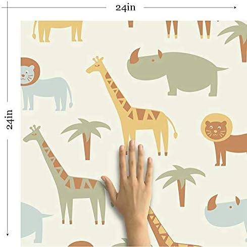 Walls By Me Peel and Stick Gold and Brown Animals Baby Removable Wallpaper 0168-2ft x 4ft (61x122cm)