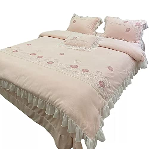 Drap et housse de couette verte literie automne hiver parure de lit chaude 4 pièces