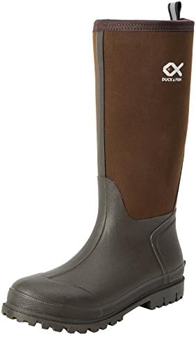 Duck and Fish Men 16 inches Fishing Hunting Neoprene Rubber Molded Outsole Knee Boot (US 9, Brown)