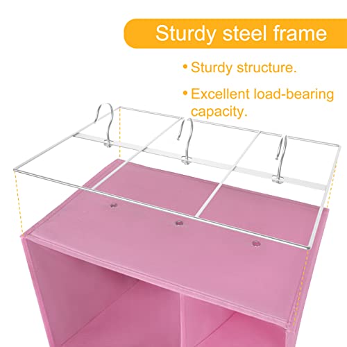 Libeder Shoe Organizer for Closet, 15 Shelf Hanging Closet Storage Shelves - 10 Shoe Rack Organizer and 5 Compartment for Clothes with 6 Side Mesh Pockets for Scarves Socks,Gloves, Pink by Libeder - Used condition - Image 5
