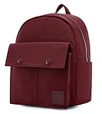 HotStyle 250s Small Backpack Purse for Women & Girls, Water-resistant Plain Mini Bookbag with Multiple Pockets, Monochrome Maroon