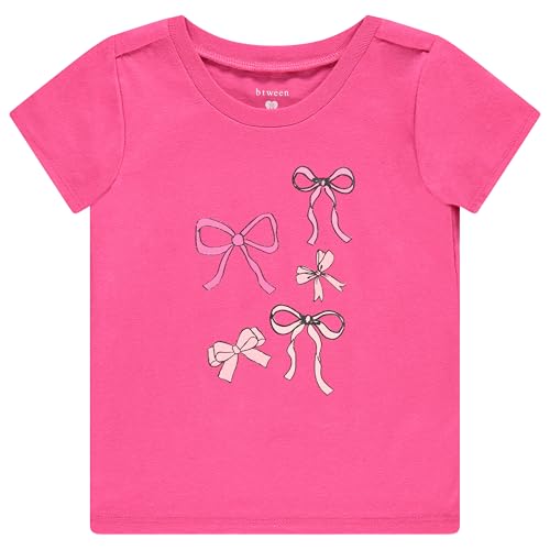 Image of BTween Girls 4 Piece Tops Fashionable Short Sleeve T-Shirt Casual Daily Shirt for Kids Assorted Colors