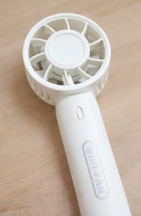 Image of Mini Portable Fan for girls, Powerful Hand Fan with 3 Speed Personal Small Desk Fan With Base, Lightweight Rechargeable Usb Handheld Fan For Girl, Women, Men, Indoor, Outdoor, 15 Cm