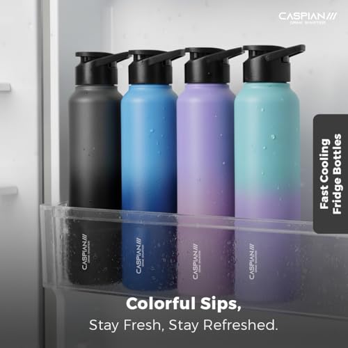 Image of CASPIAN / / / HIke ISI Certified Stainless Steel Water Bottle 1 ltr. (Graphite, 1 Litre) | Leak Proof Sipper for Fridge Home Office Travel School Kids Boys Girls Adults Sports Gym Yoga Gift | BPA Free