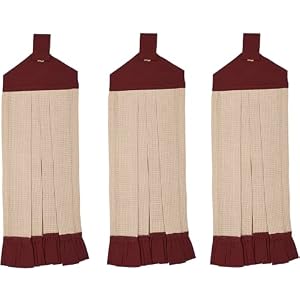 VHC Brands Cotton Connell Button Loop Kitchen Towel Set of 3, Hanging Kitchen Towel, Appliqued, Bath, Kitchen, Connell Collection, Rectangle 21x7, Star, Burgundy VHC Brands Cotton Connell Button Loop Kitchen Towel Set of 3 Hanging Kitchen Towel Appliqued Bath Kitchen Connell Collection Rectangle 21×7 Star Burgundy