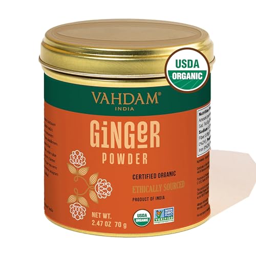 Image of VAHDAM, Organic Ginger Powder (2.47oz) 100% Raw Ground Ginger Root Powder from India | Active Gingerol - Non GMO, Gluten Free | Direct from Source
