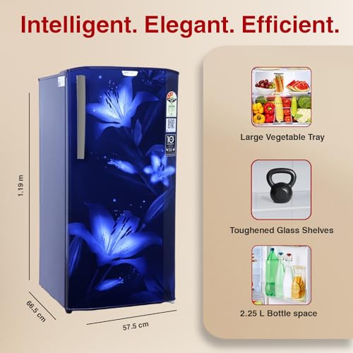 Image of Godrej 180 L 3 Star Turbo Cooling Technology, With 24 Days Farm Freshness Direct Cool Single Door Refrigerator Appliance(2023 Model, RD EDGENEO 207C THF BH BL, Blush Blue)