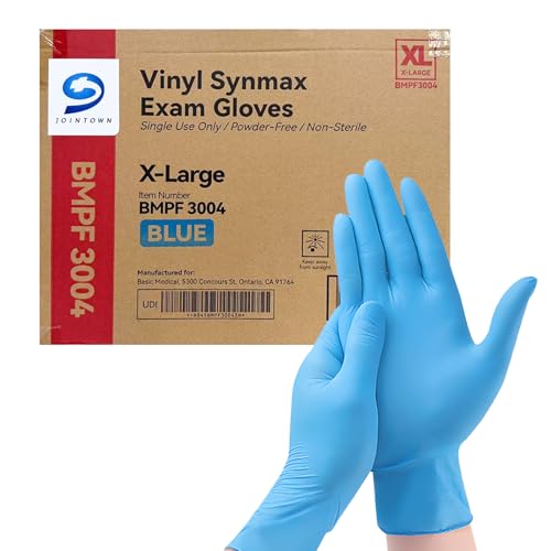 Basic Synmax Disposable Vinyl Exam Gloves (Blue XL)