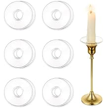 Hewory Glass Bobeches for Candlestick Holders, 12 Pcs Candle Drip Protectors Rings for Tapers, Wax Drip Catcher for Tapered Candlestick Candle Holder for Wedding Party Church Home Round, Clear