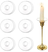 Hewory Glass Bobeches for Candlestick Holders, 12 Pcs Candle Drip Protectors Rings for Tapers, Wa...