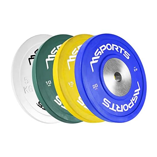 MSPORTS Juego de 2 Discos para Mancuernas, Agujero diámetro 51 mm, Calidad de Gimnasio, Hierro Fundido, Revestimiento de Goma, 5-20 kg, Pesas