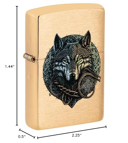 Encendedor Zippo Wolf Warrior Brushed Brass miniatura 7