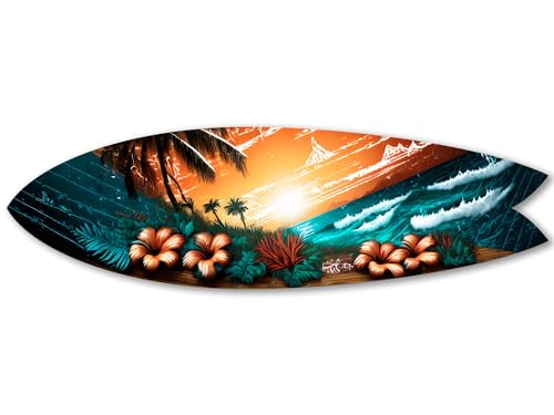 DECLINA, tabla de surf decorativa, decoración de pared, surf deco, alu-dibond, tabla de surf decorativa paisaje marino, 100x30 cm